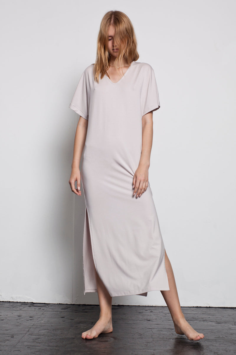 SIDE SPLIT T-SHIRT MAXI DRESS | Powder Pink | Image 5