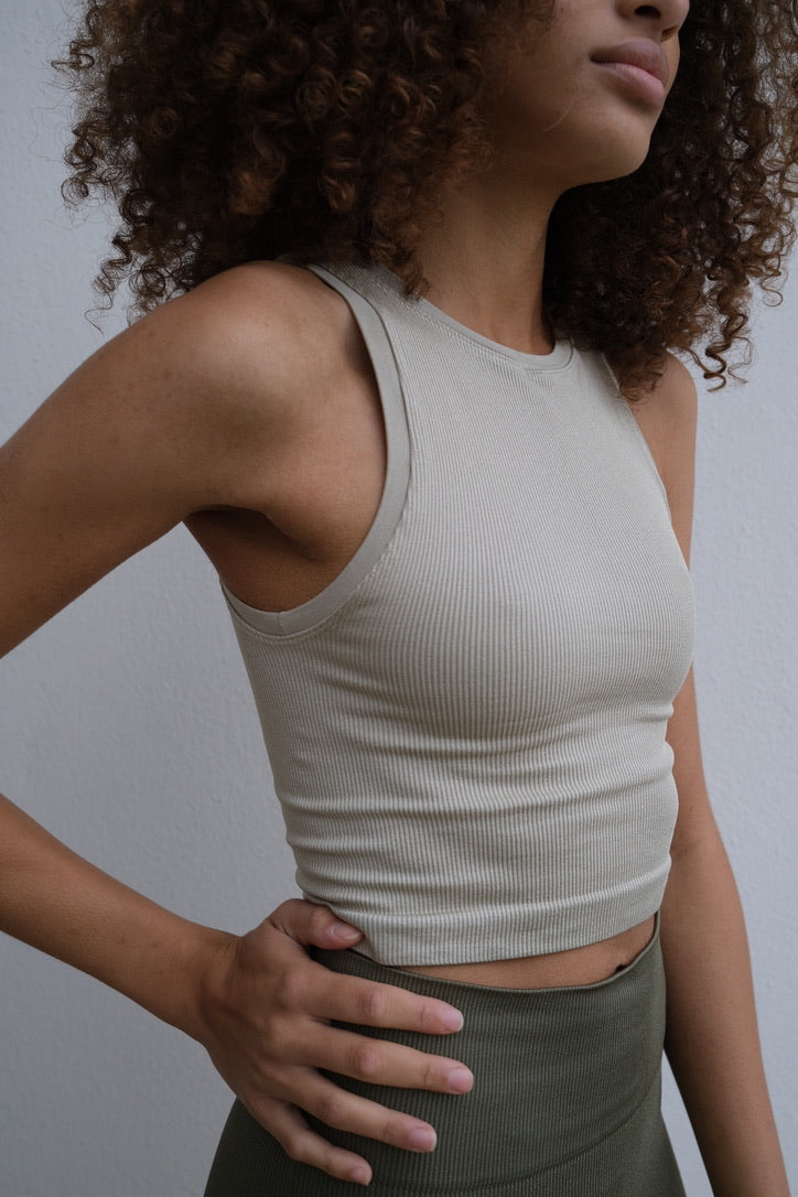 LUMINOUS Ribbed Vest | Taupe | Image 7