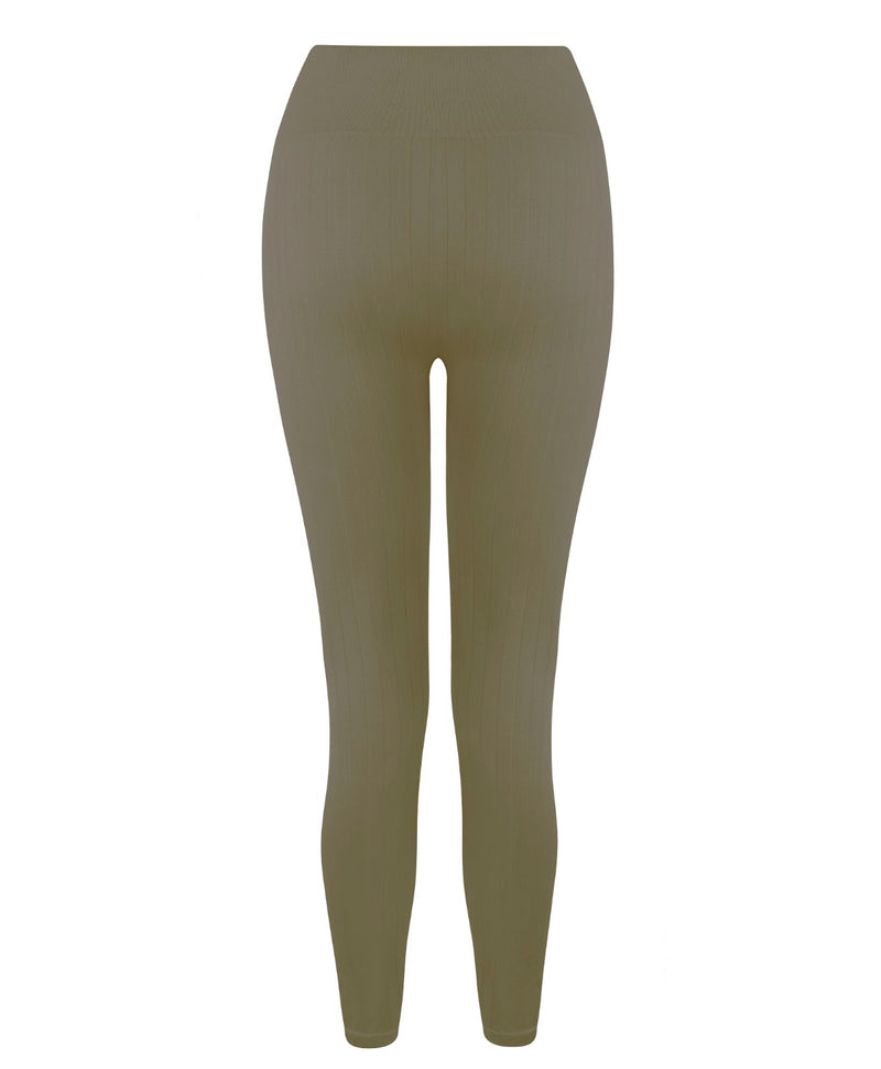 NOURISH FLAT RIBBED Leggings | Olive | Image 3