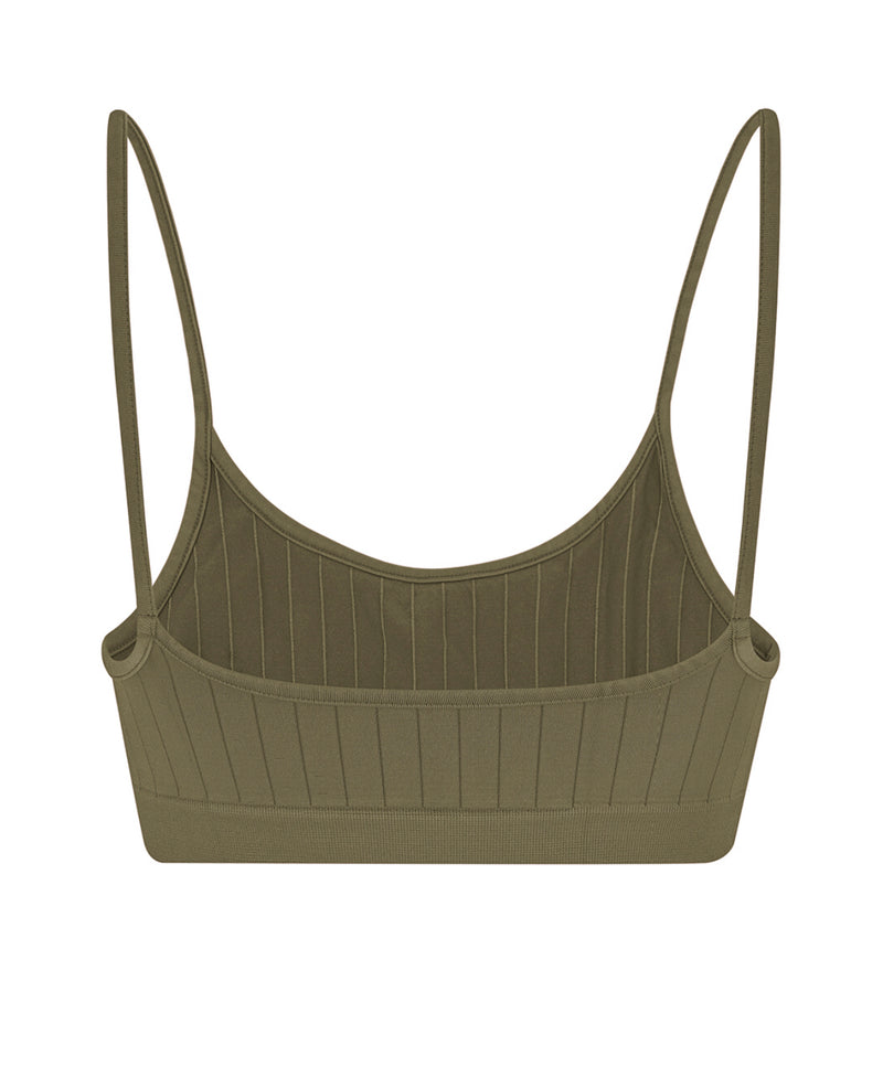 FLAT RIBBED SINCERE Bra Top | Olive | Image 3