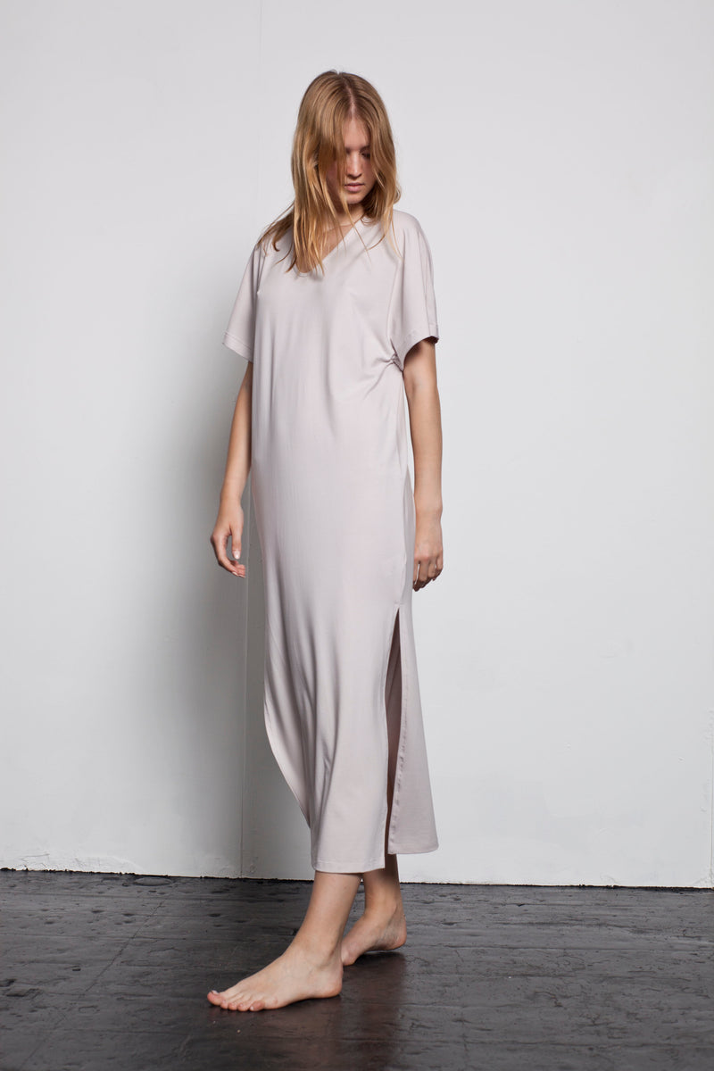 SIDE SPLIT T-SHIRT MAXI DRESS | Powder Pink | Image 6