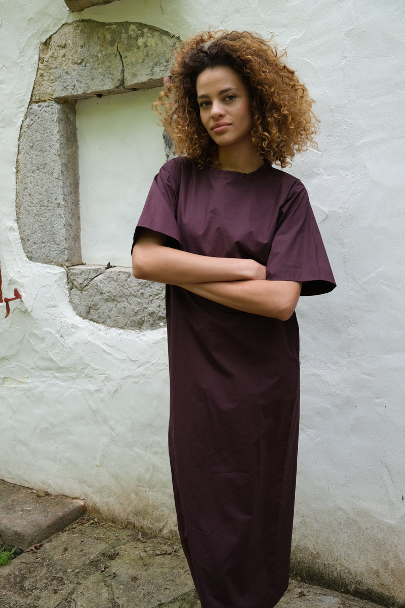 MAHINA Dress | Maroon Shirting