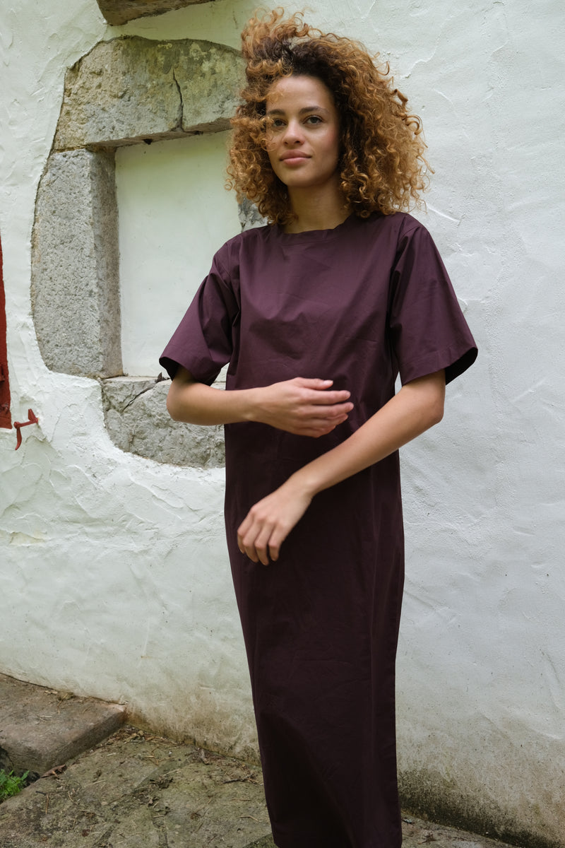 MAHINA Dress | Maroon Shirting