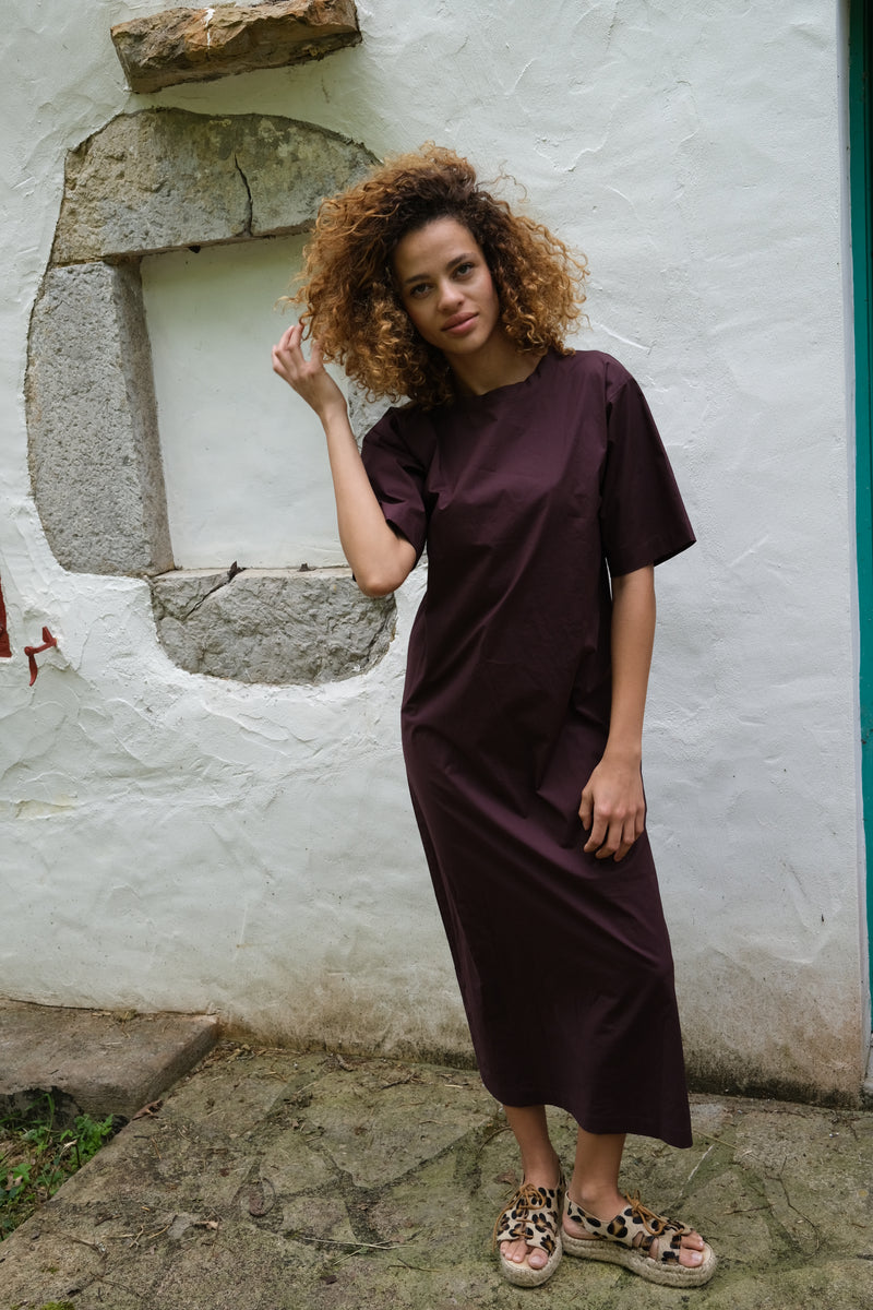 MAHINA Dress | Maroon Shirting