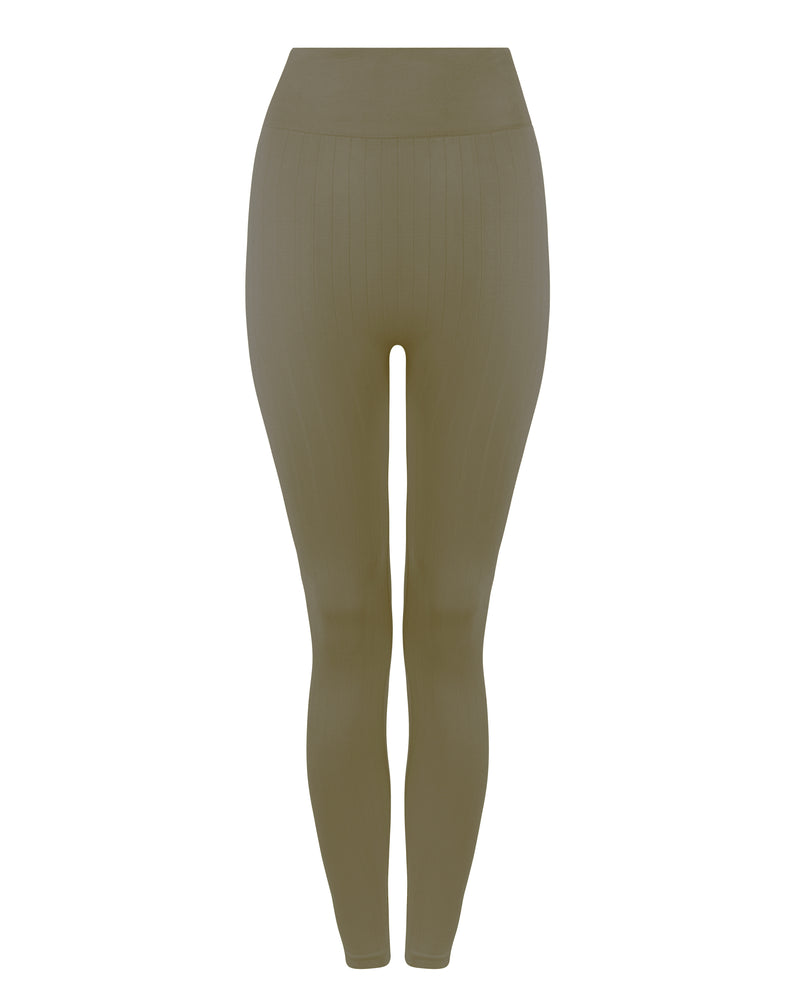 NOURISH FLAT RIBBED Leggings | Olive | Image 1