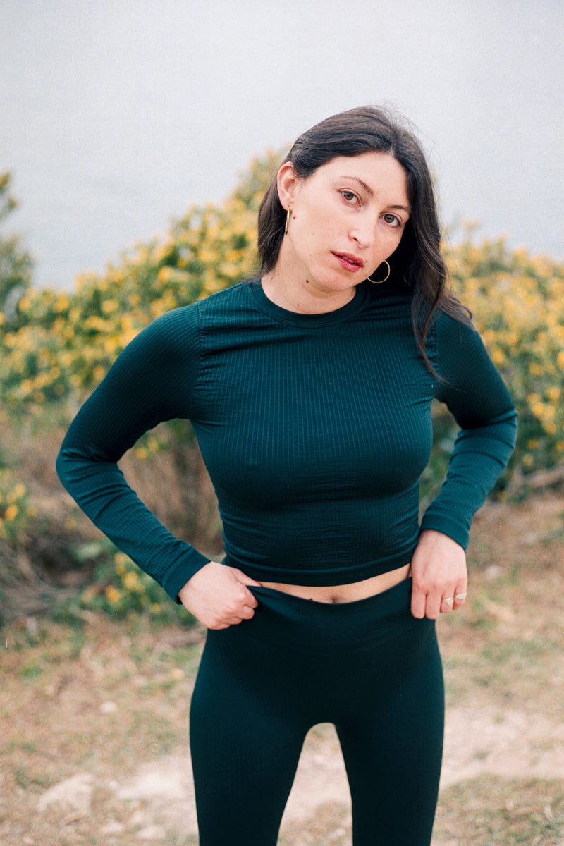 EQUILIBRIUM Wide Ribbed Top | Dark Green | Image 2