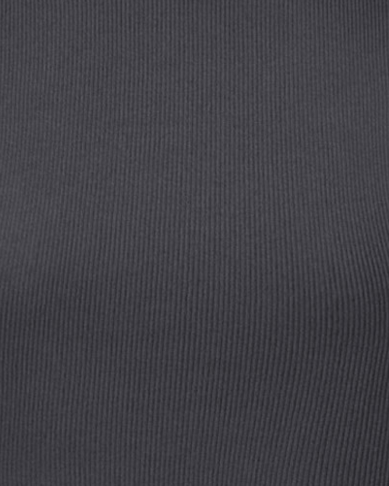 close up image of ribbed grey crop top - prism2 london