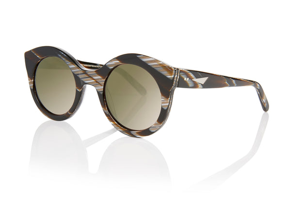 SAVANNAH Sunglasses | Black Horn with Mirror Lens | Image 2