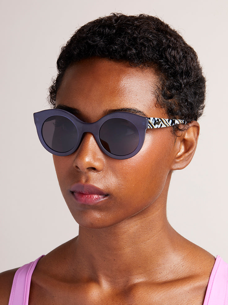 SAVANNAH Sunglasses | Matte Blue & Animal | Image 2