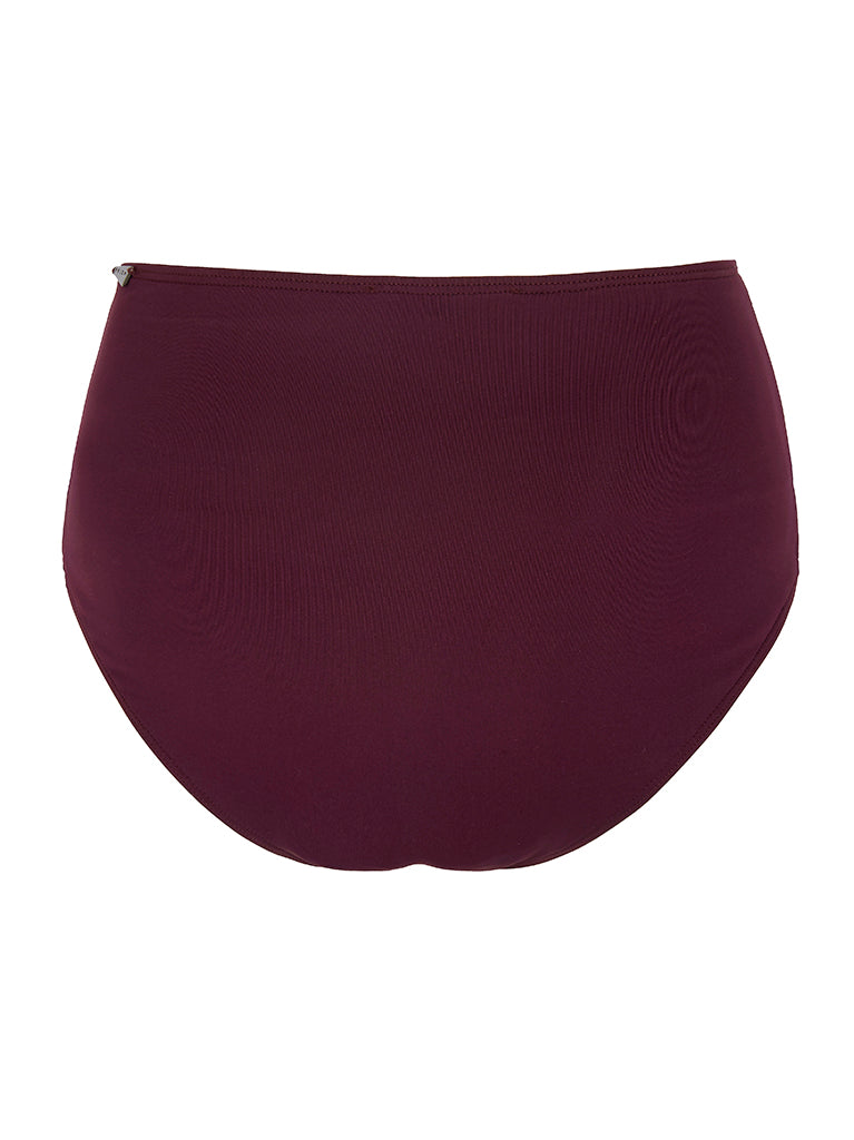 MARSEILLE - Wine. High-waisted bikini bottoms, with tie front knot slimming the silhouette, and providing extra coverage.