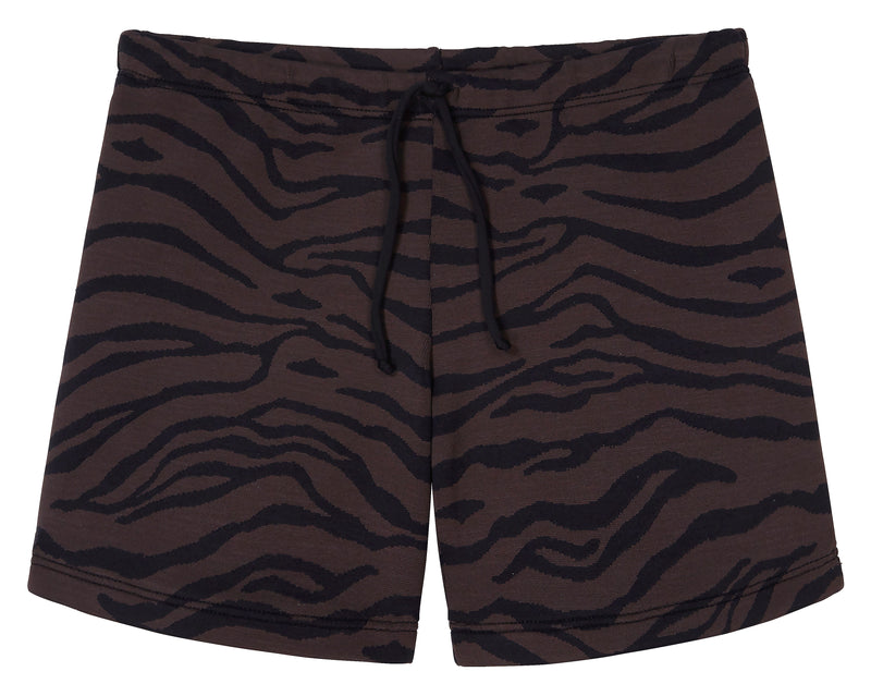 Swimwear material is made with comfortability in mind, the shorts slip on with an elasticated waistband and have ½ cm black waist cord tie.