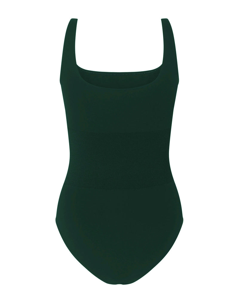 Amorous one-piece swimsuit | dark green - back | tummy control - supportive swimwear |  tummy control bathing suit  | plus size swimsuit |  Shape Control Bathing Suit | curvy women swimwear - control bathers - PRISM²