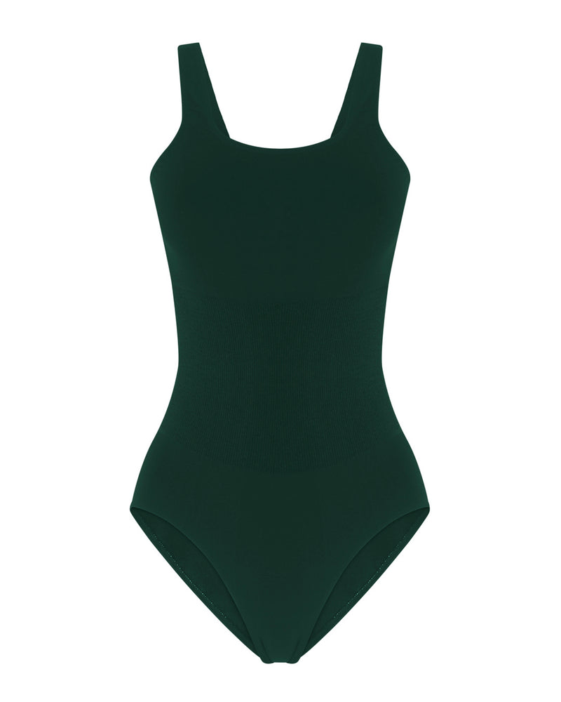 Amorous one-piece swimsuit | dark green | supportive swimwear |  compression wear |  swimsuit to hide belly |  Shape Control Bathing Suit | curvy women swimwear - control bathers - PRISM²