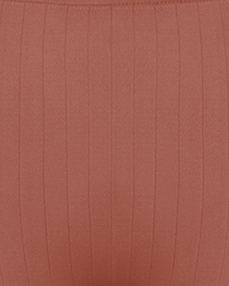 sincere flat ribbed gym supportive bralette in rusty pink