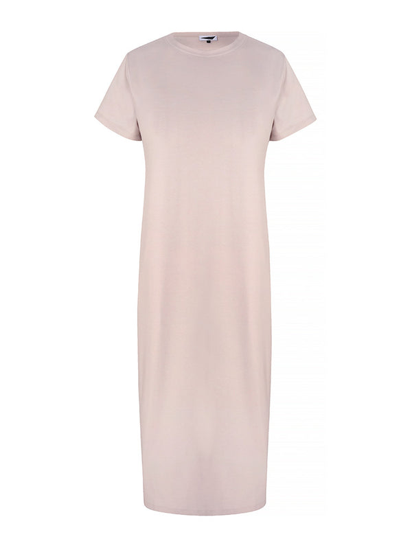 CREW NECK T-SHIRT DRESS | Powder Pink | Image 1