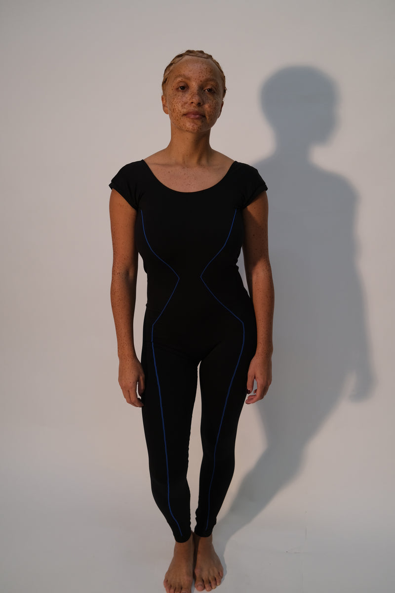 ENLIGHTENED Unitard | Black & Blue Lines | Image 5