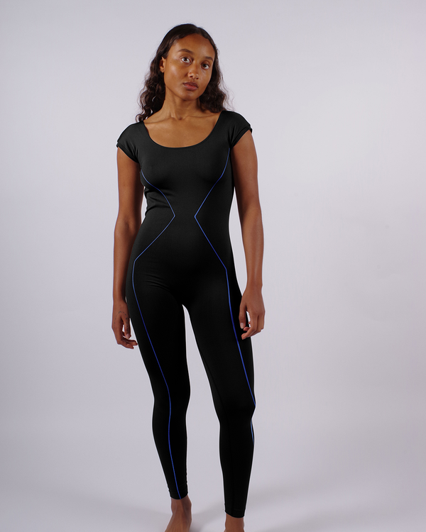 ENLIGHTENED Unitard | Black & Blue Lines | Image 2