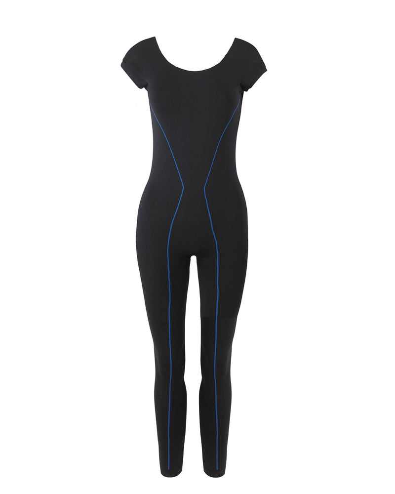 ENLIGHTENED Unitard | Black & Blue Lines | Image 1