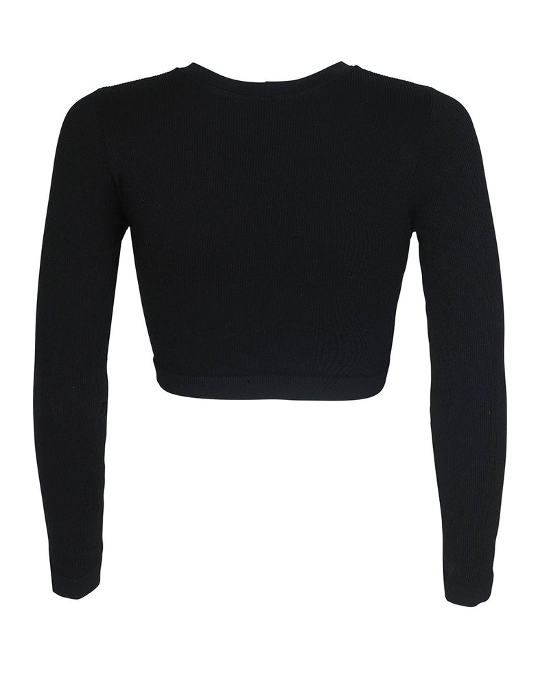 back of evoke cropped black long sleeve - prism2 london