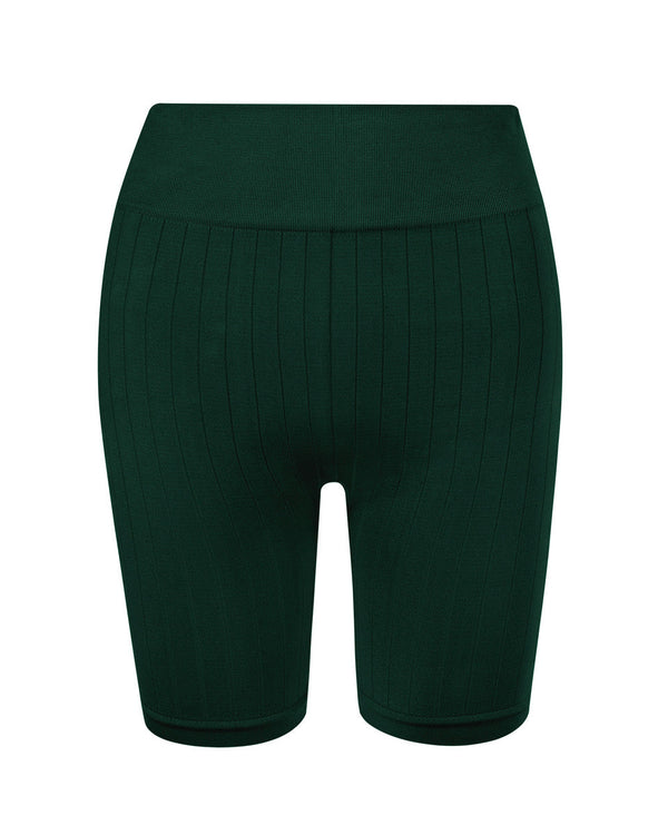 FLUID Flat Ribbed Shorts | Dark Green | Image 1