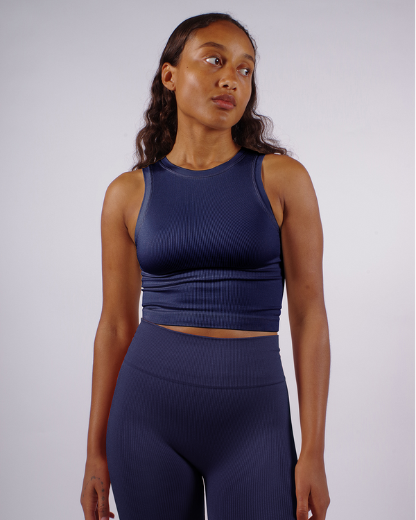 model wears ribbed awaken high waisted leggings - compression activewear - prism2 london