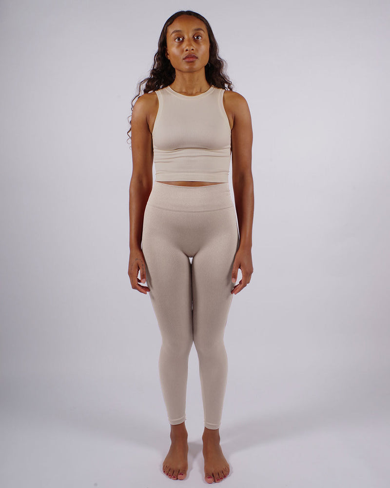 AWAKEN Ribbed Leggings | Taupe | Image 2