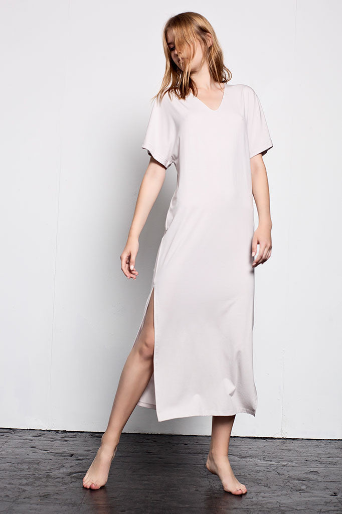 SIDE SPLIT T-SHIRT MAXI DRESS | Powder Pink | Image 4