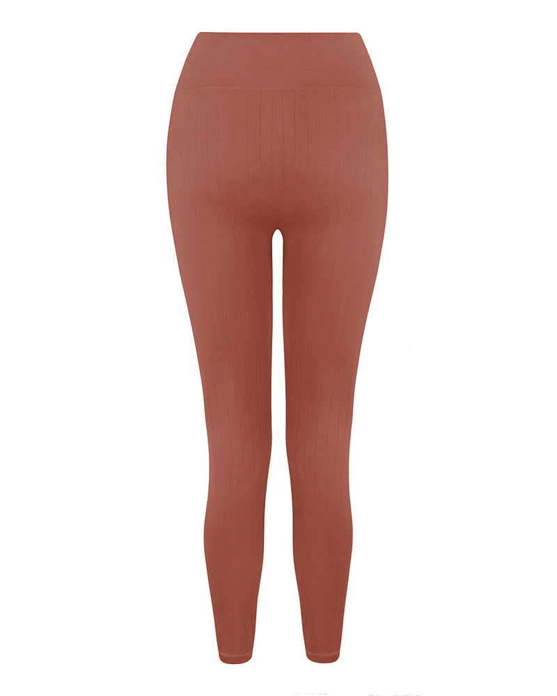 nourish soft high waisted leggings in rusty pink - prism2 london