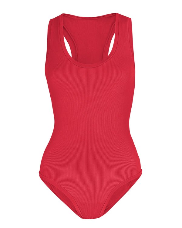 presence | One-Piece Swimsuit front | tummy control | cerise   | support swimwear |  Plus Size Swimwear | swimsuit to hide belly | Ribbed Swimwear | Shape Control Bathing Suit | ladies plus size swimwear - PRISM²