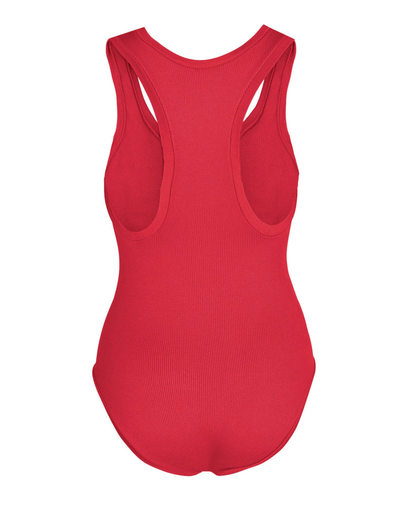 presence One-Piece Swimsuit back | large bust swimwear | supportive swimwear |  compression wear | cerise | swimsuit to hide belly | Ribbed Swimwear | Shape Control Bathing Suit | curvy women swimwear - control bathers - PRISM²