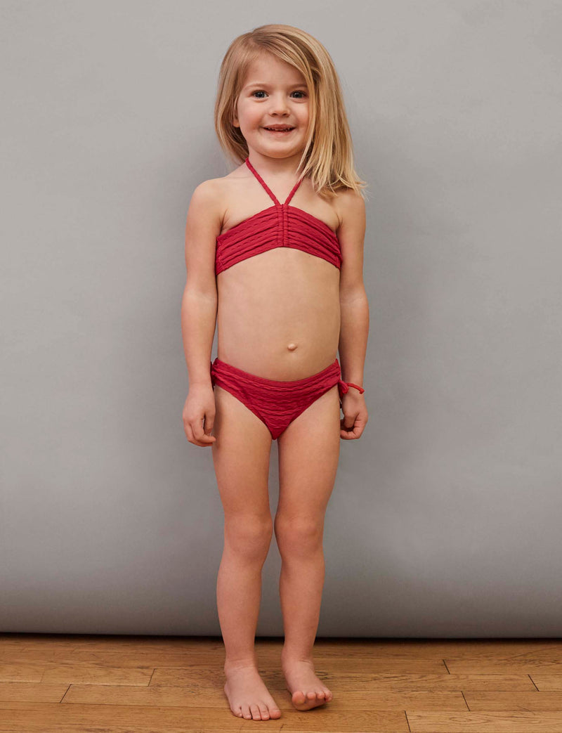 GIRLS' FORTALEZA TOP & COZUMEL BOTTOMS Swim Set | Pink Cable Knit | Image 2