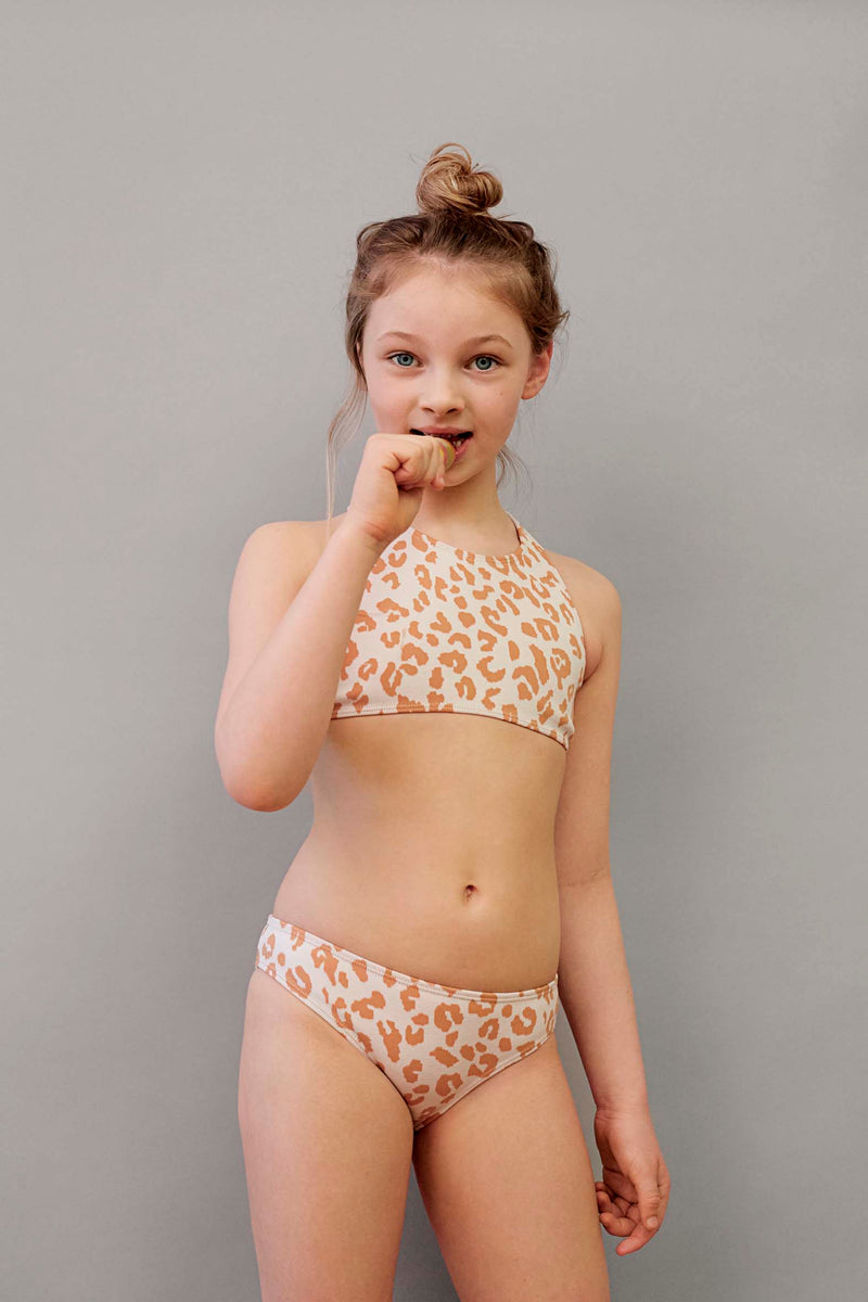 GIRLS' BENIRRAS TOP & BIARRITZ BOTTOMS Swim Set | Caramel Leopard | Image 2