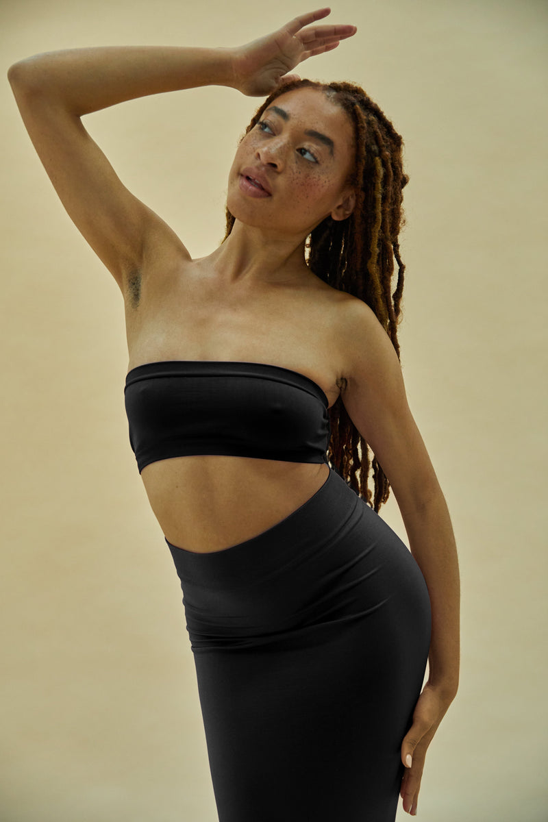 JOYOUS Bandeau Tube Dress | Black | Image 5