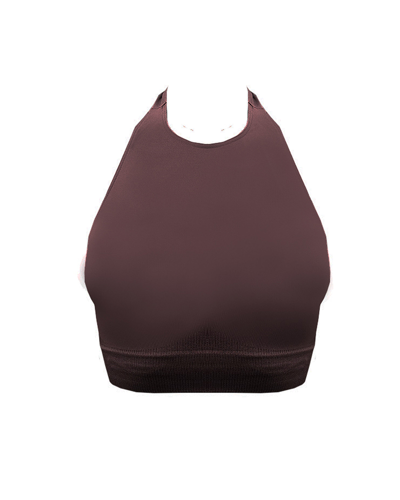 REVITALISED Halterneck Top | Chocolate Brown | Image 1