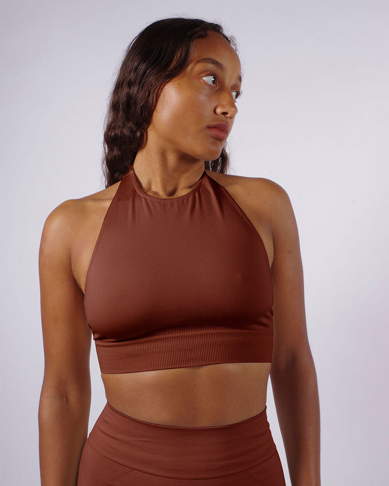 REVITALISED Halterneck Top | Maroon | Image 2