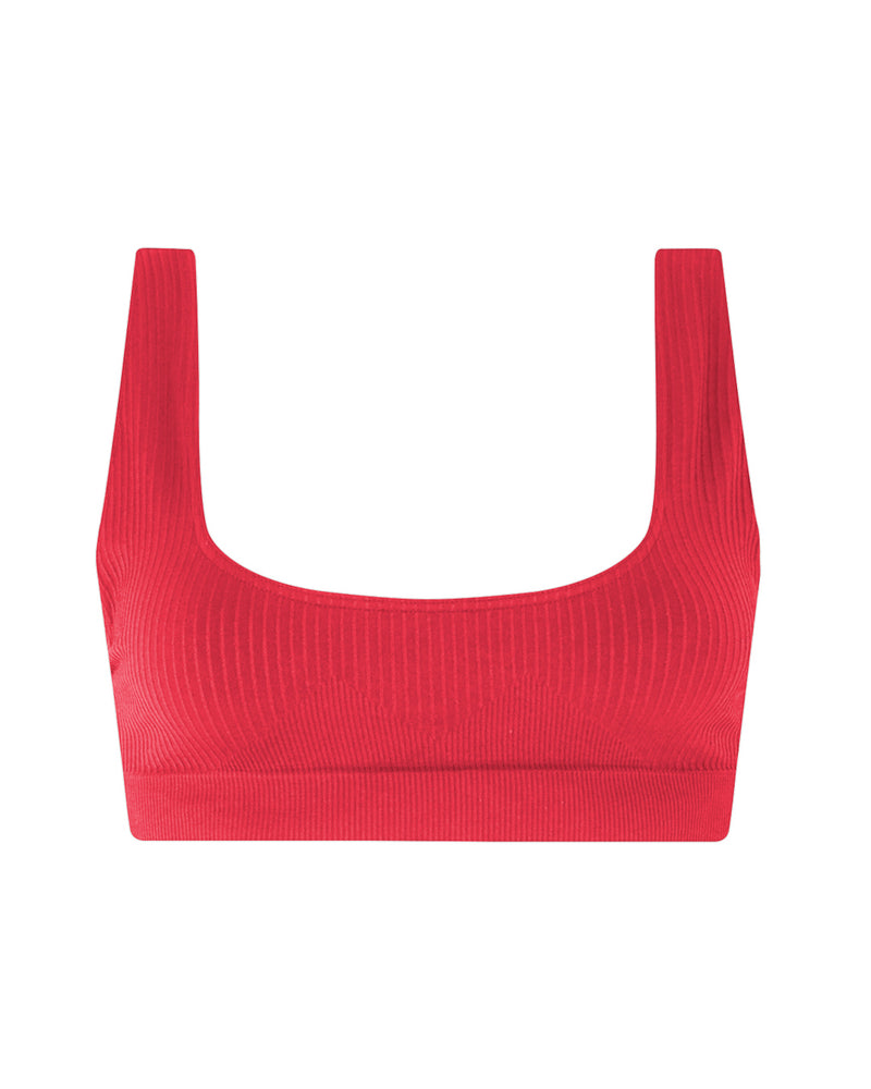 WIDE RIBBED SERENE Bikini Bra Top | Cerise | Image 1