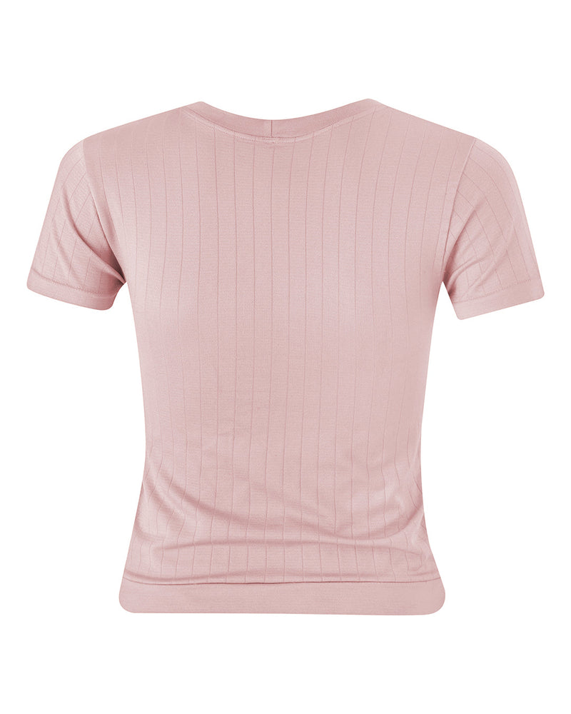 sapient flat ribbed t shirt in blush - plus size women t shirt