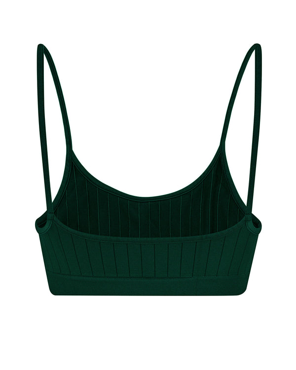 flat ribbed sincere soft bra top in dark green