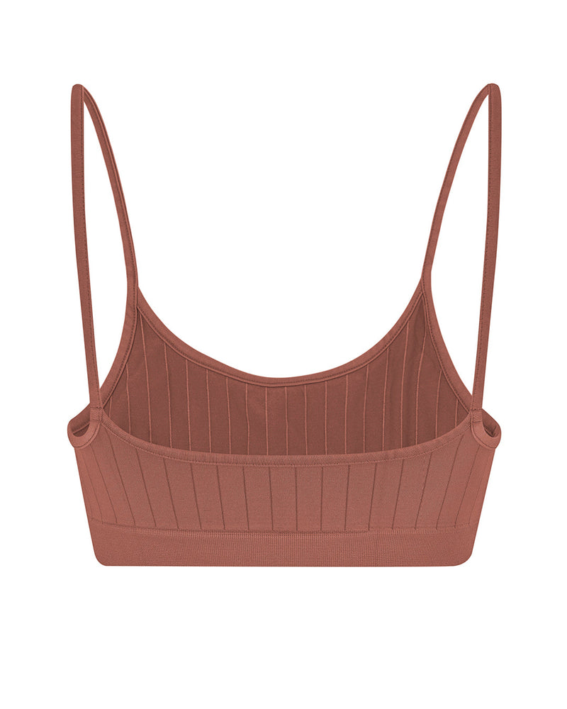 sincere flat ribbed plus size women bralette in rusty pink - prism2 london