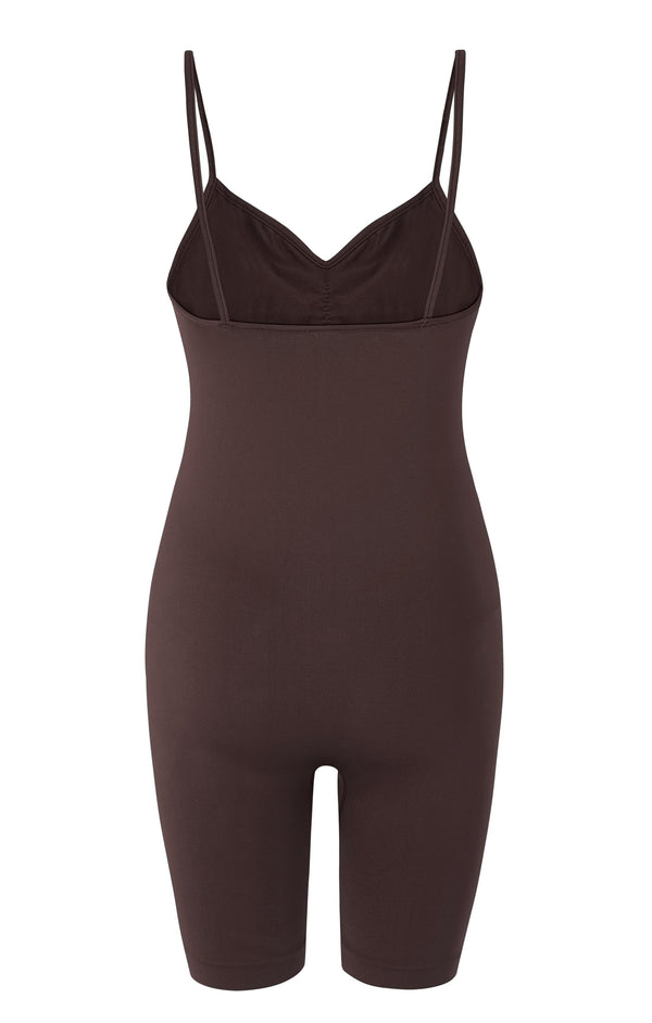 SPIRITED Shorts Unitard | Chocolate Brown | Image 2