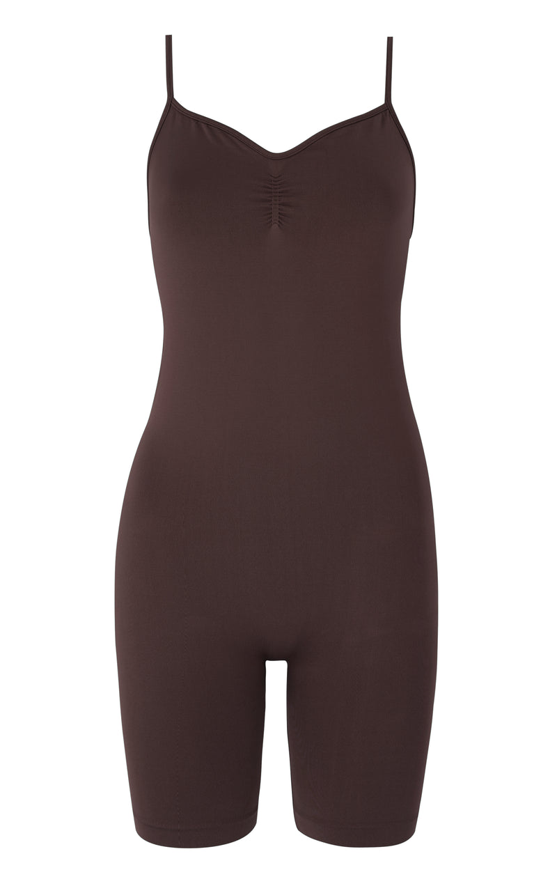 SPIRITED Shorts Unitard | Chocolate Brown | Image 1