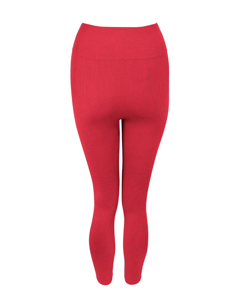 awaken cerise high waisted curvy ladies cerise leggings rear - prism2 london