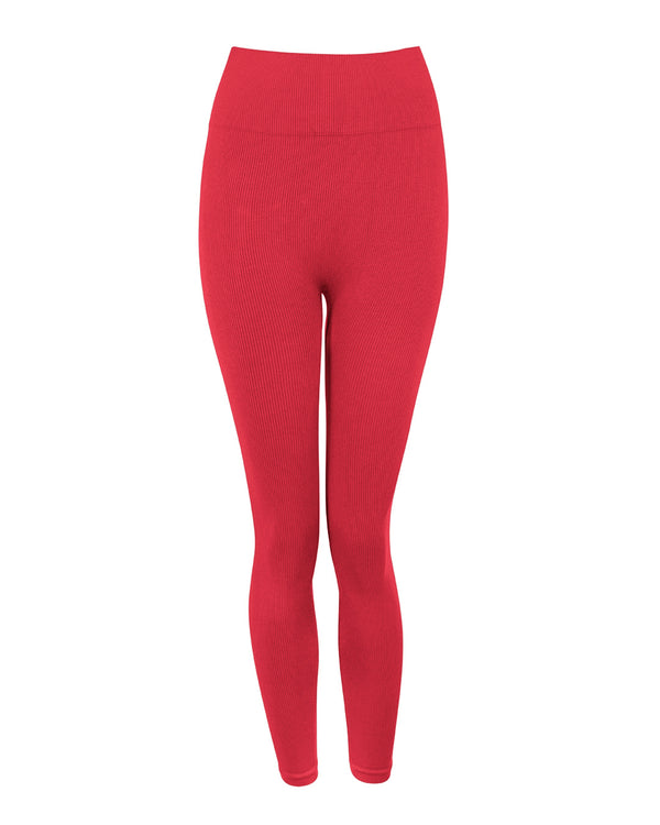 awaken high waisted pink ribbed leggings - prism2 london