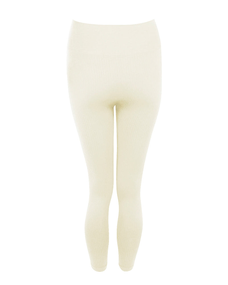 BLITHE Wide Ribbed Leggings | Cream | Image 3