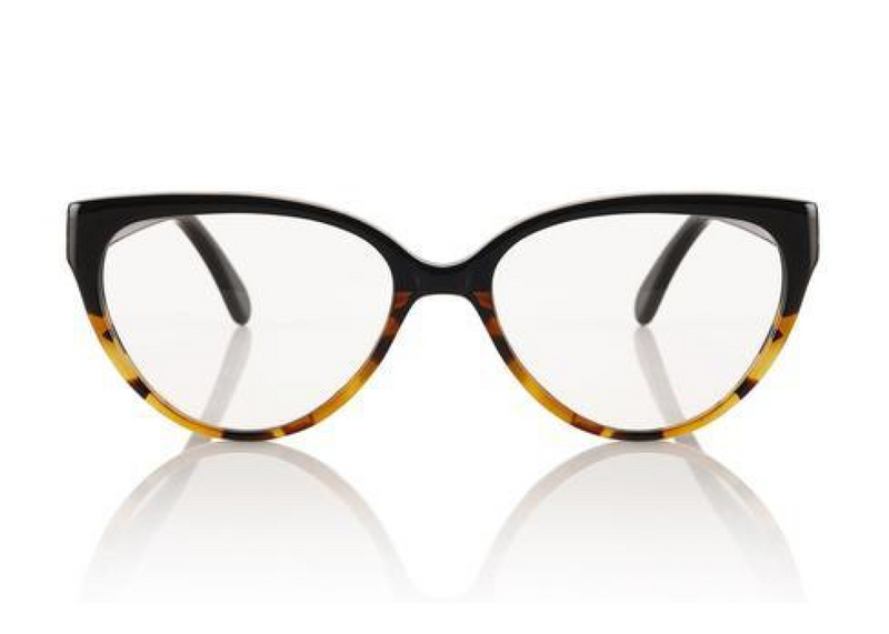 CANNES OPTICAL - Black & Amber. Stylish frames are a smaller take on the Portofino - suitable for smaller faces. Also available in sunglasses.