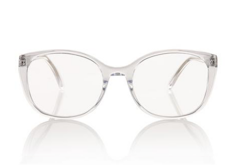 TOKYO Optical - Clear. The frame is futuristic yet simple, lightweight medium to small style size - w/ rounded edges make it suitable for all face shapes.