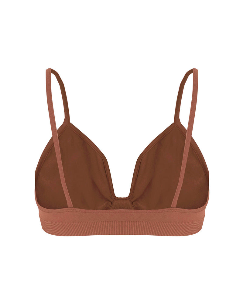 back of liberated bra top in rusty pink - PRISM² - maternity bralette - soft supportive bra - compression wear bralette - maternity bra top