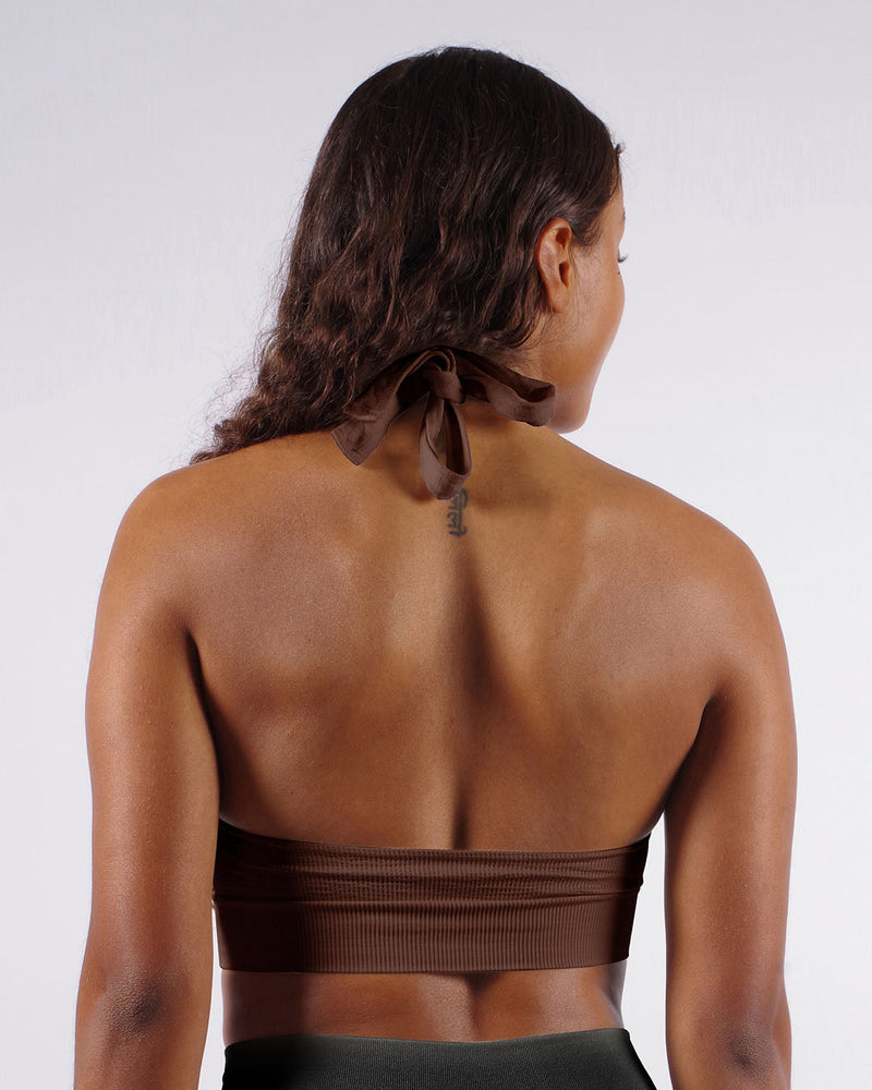 REVITALISED Halterneck Top | Chocolate Brown | Image 7