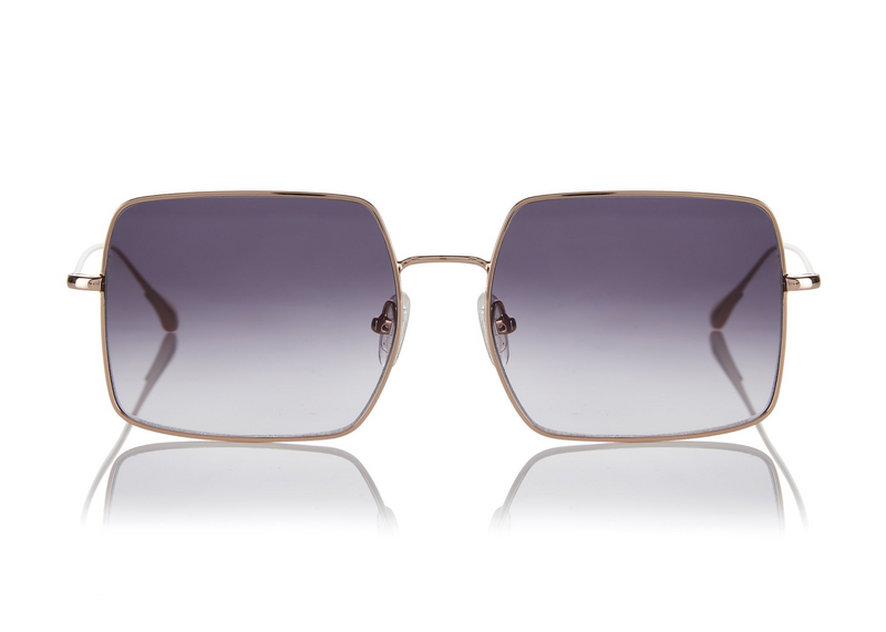 MONTREAL - Rose Gold. A contemporary interpretation of a graphic oversized style, featuring softly squared edges. Lightweight stainless steel frames are finished in pink gold. They feature adjustable stylish titanium pink-gold nose pads, for comfortability.