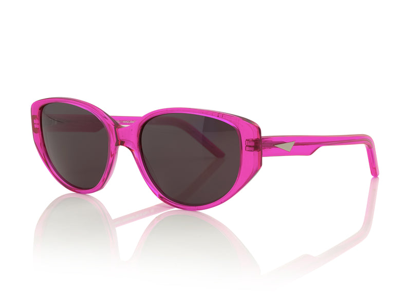 SIERRA - Fluro Pink. These glasses are a modern take on the classic cat-eye glasses. These lightweight frames are medium to small sized and are suitable for all face shapes, with its rounded edges made to flatter the face.